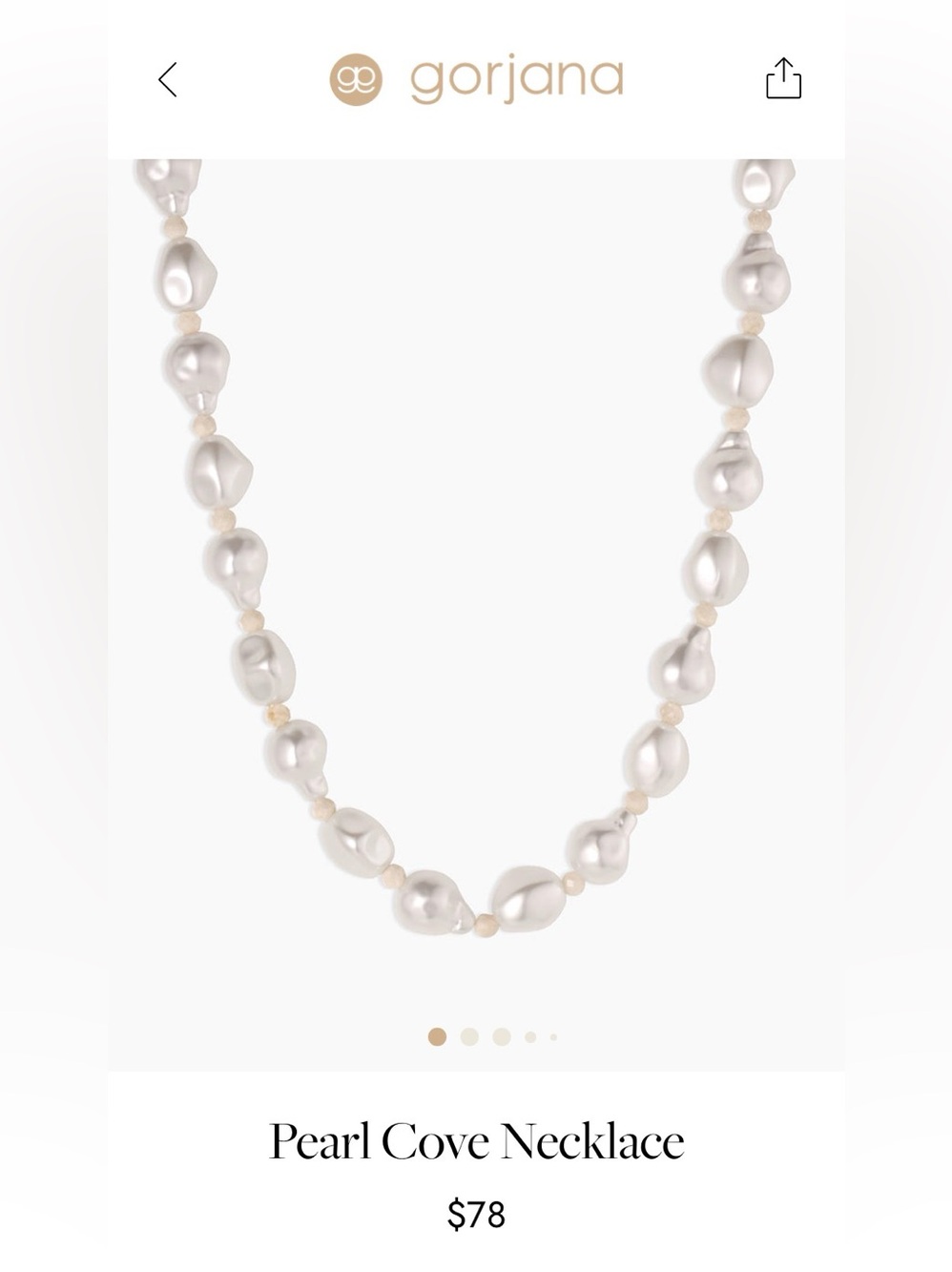 NWOT Gorjana Pearl Cove Necklace - White Pearls
